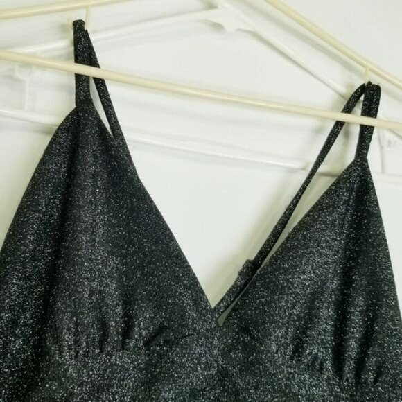 Wild Fable Black Bodycon Dress Metallic silver adjustable straps ruching size XL - Picture 13 of 13